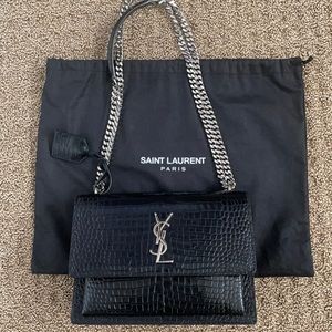 YSL sunset crocodile embossed bag medium